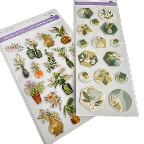 🌻4/$20 Foil Fun Plant Floral Stickers Three New For Junk Journals Art & Crafts - Picture 3 of 14